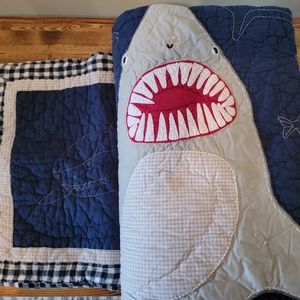Pottery Barn Kids Shark Bite quilt and sham
